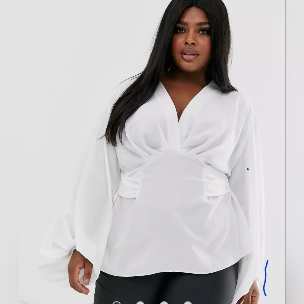 ASOS Curve White Ruched Relaxed Blouse